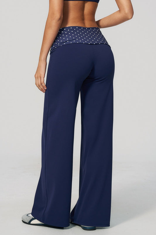Foldover Polka Dot Wide Leg Pants