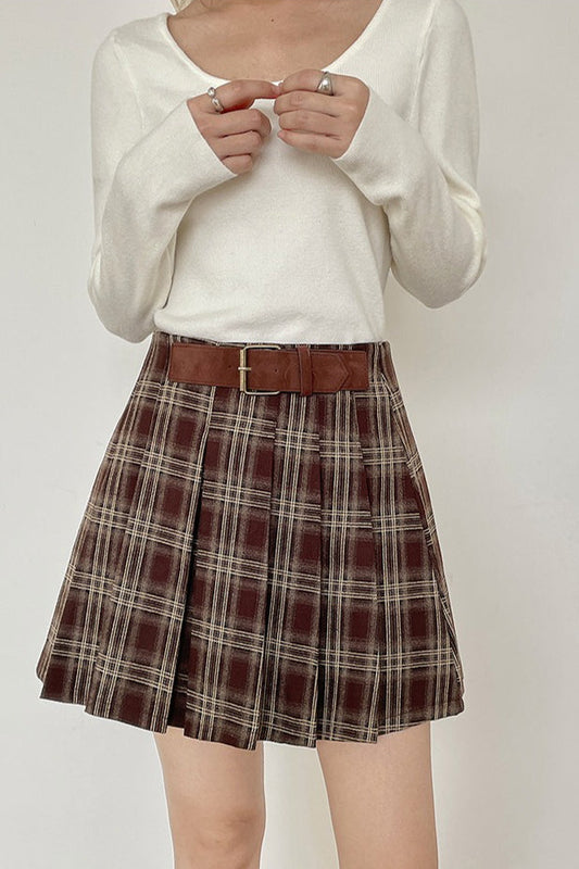 Vintage Plaid Pleated Skirt