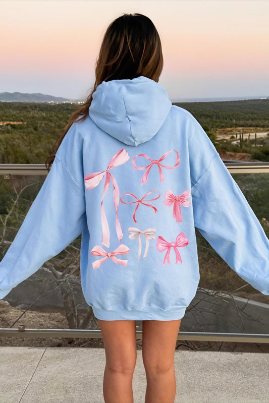 Bow Print Oversized Pullover Hoodie