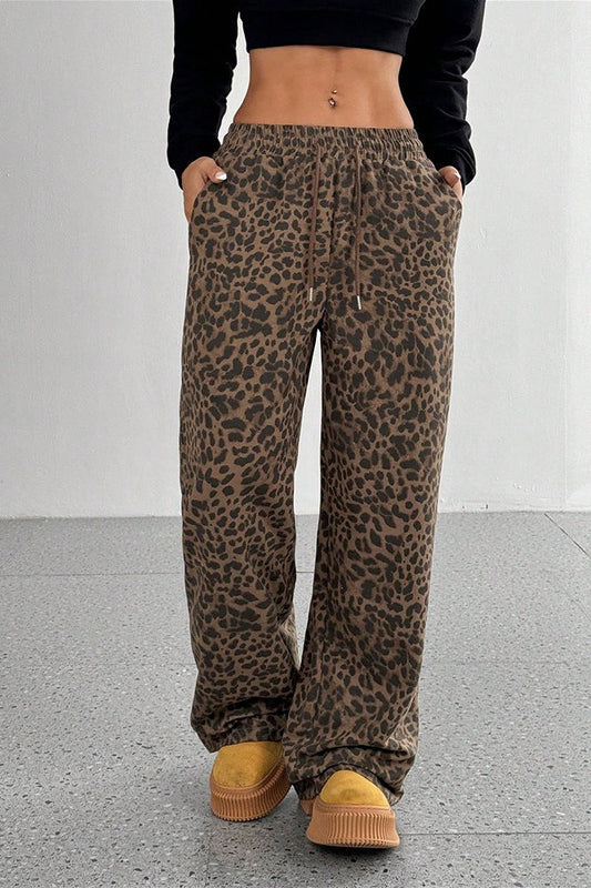 Leopard Print Wide Leg Pants