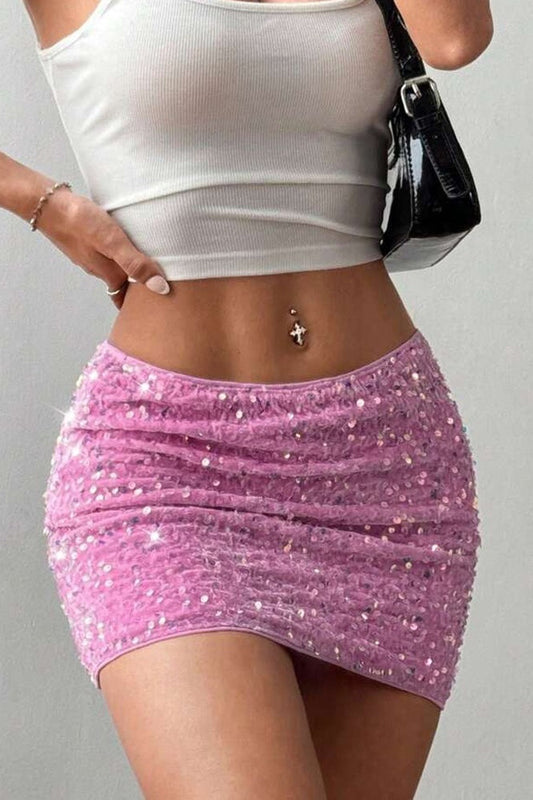 Velvet Sequin Bodycon Mini Skirt