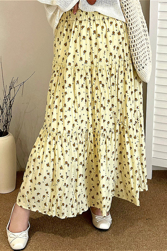 Plus Size Floral High Waist Tiered Skirt