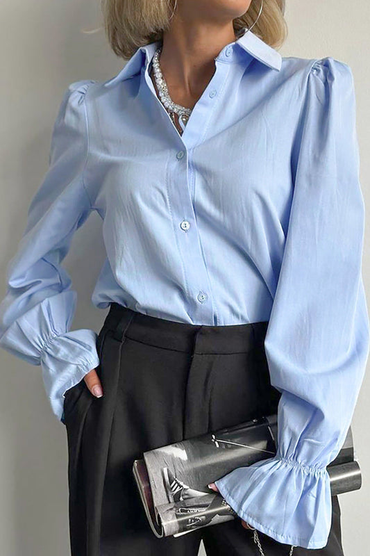 Elegant Simple Bell Sleeve Solid Blouse