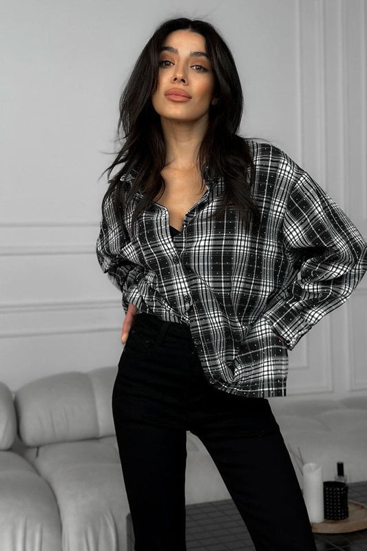 Vintage Style Plaid Casual Blouse