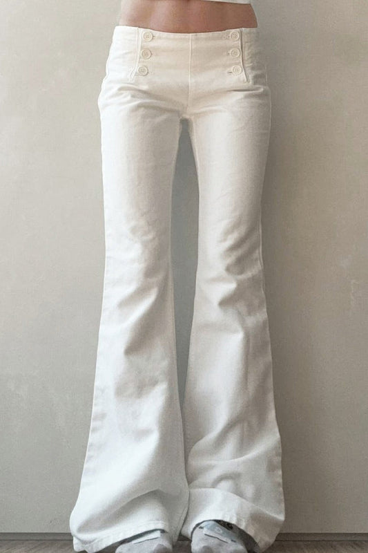 White Stretch Low Rise Bootcut Casual Jeans