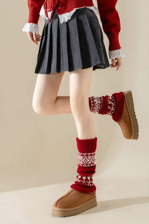 Ribbed Slouchy Christmas Leg Warmers