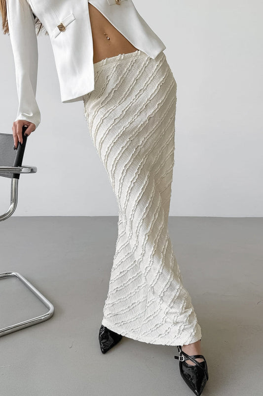 Lace Trim High Waist Split Midi Skirt