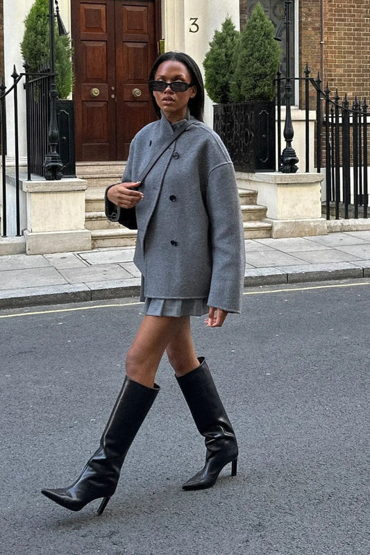 Short Double-Breasted Wool Jacket