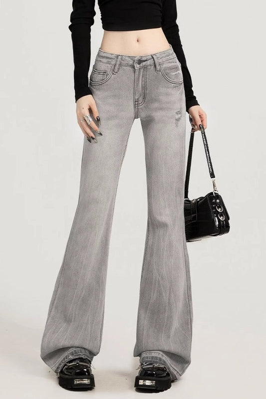 Smoky Gray Slim Bootcut Versatile Jeans