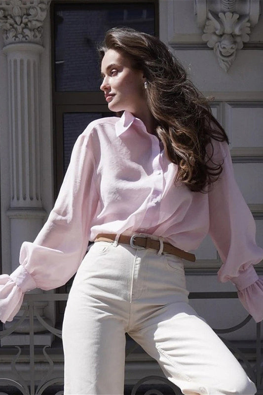 Tencel Button Up Long Sleeve Blouse