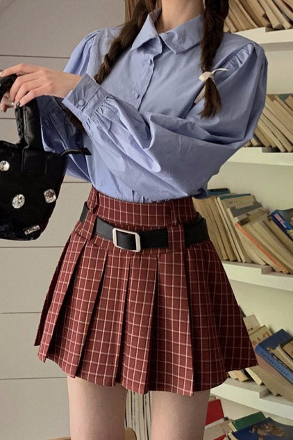 Plus Size Plaid Pleated Skirt