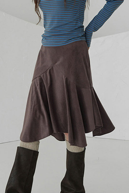 Asymmetric Draped Midi Skirt