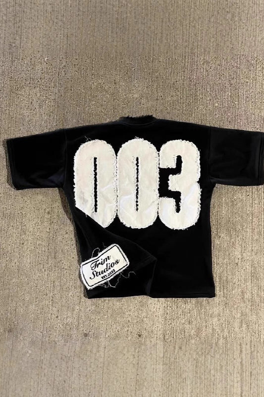 Street Pullover Letter Patch Loose Crew T-shirt