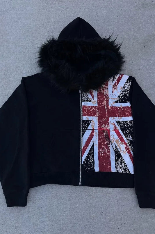 National Flag Pattern Printed Hoodie