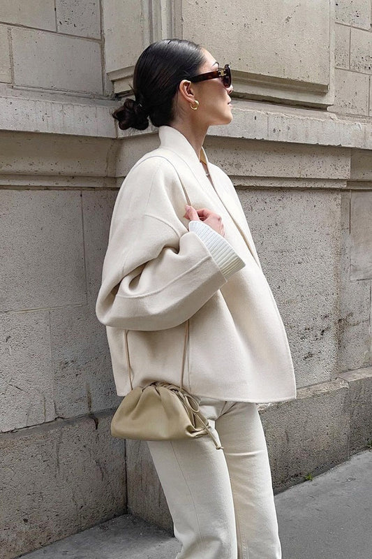 Loose Fit Beige Wool Jacket