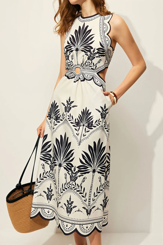 Floral Loose Midi Beach Boho Dress