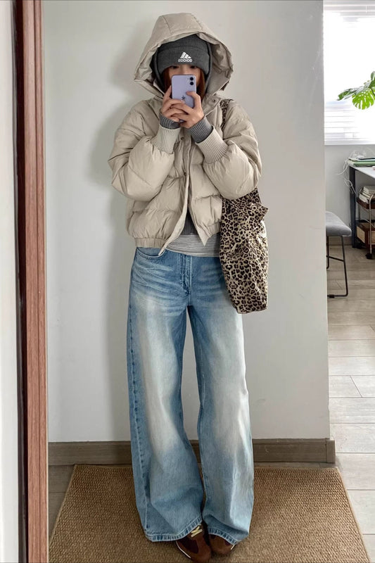 Vintage Wash Wide-Leg Jeans