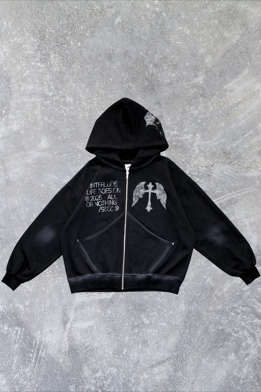 Dark Street Print Cardigan Hoodie