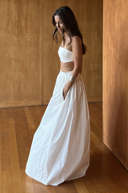 Spaghetti Strap Cutout Waist Maxi Skirt Set