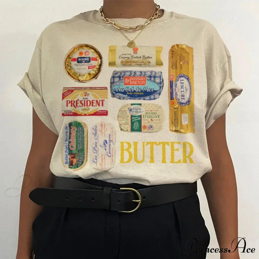 90s Creamy Humorous Foodie T-shirt Khaki / S t-shirt-250223