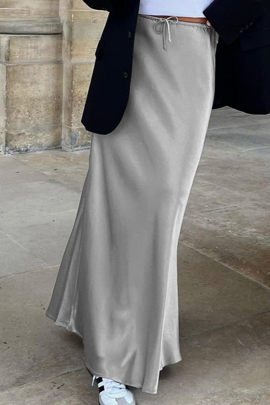 High Waist Tie Mermaid Maxi Skirt
