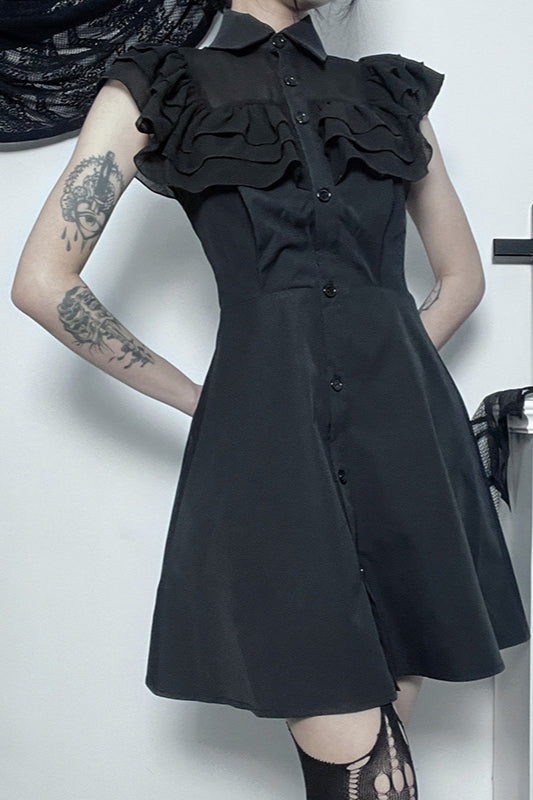 Ruffle Waist Gothic Dress