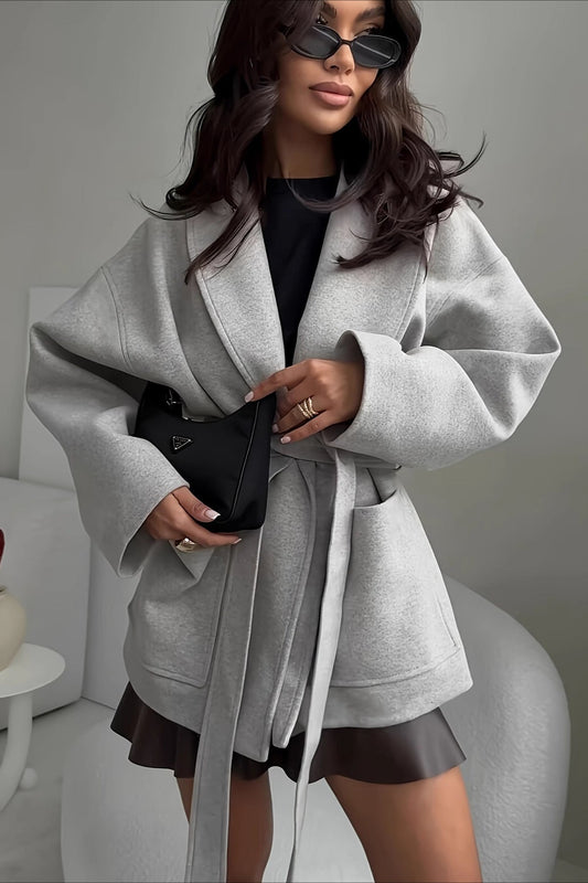 Belted Wool Blend Long Coat
