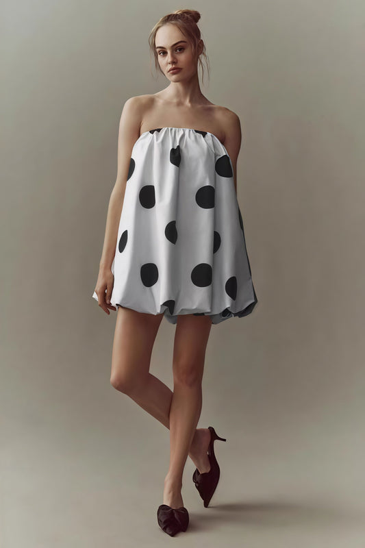 Sexy Polka Dot Print Tube Top Mini Dress