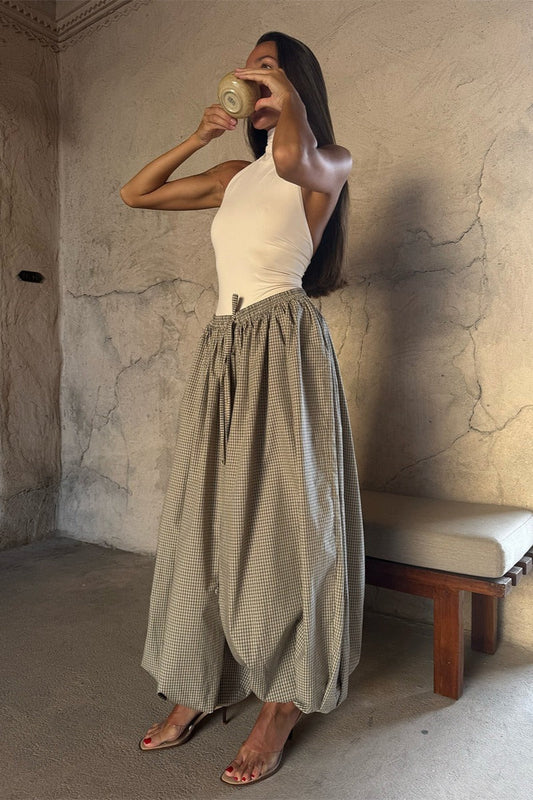 Retro Plaid Loose Fit Bloomers Pants