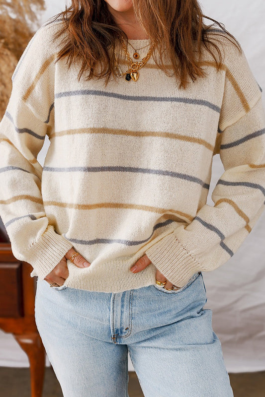 Striped Knit Button Down Cardigan