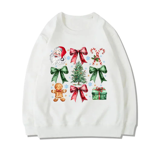 Stylish Coquette Christmas Santa Sweatshirt Holiday Hoodie White / S Hoodies-L