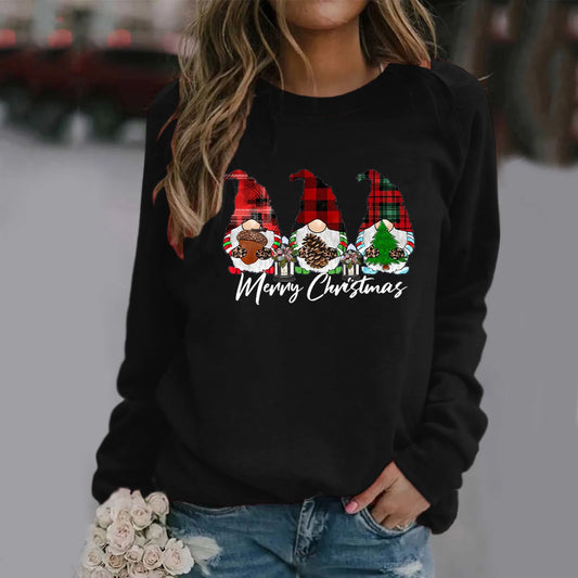 Funny Dwarf Letter Print Loose Casual Y2K Long Sleeve Warm Christmas Hoodie Black / M Hoodies-L