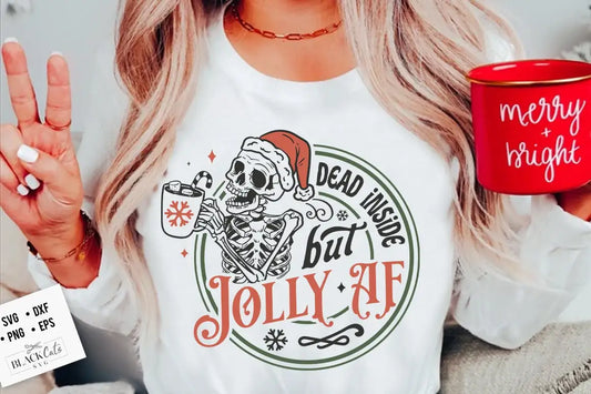 Funny Dead Inside Jolly Slogan Hot Vintage Skull Female Christmas Hoodie White / S Hoodies-L