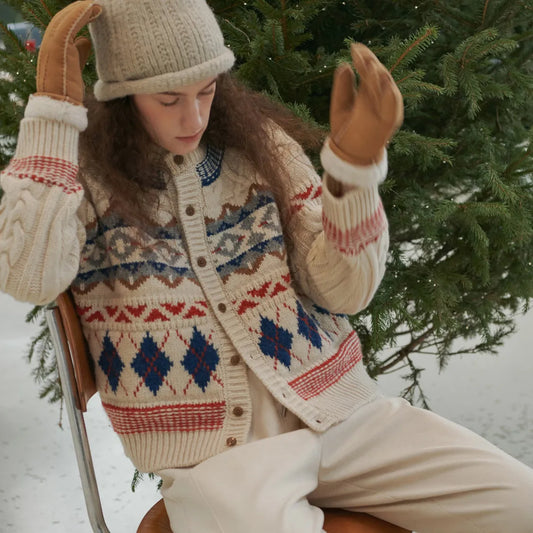 Vintage Christmas Twisted Floral Cardigan White / S Cardigan-241208