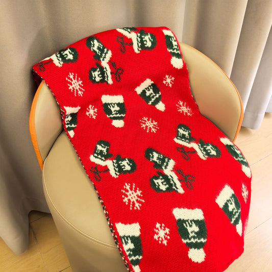 Fluffy Santa Cap Red Christmas Scarf