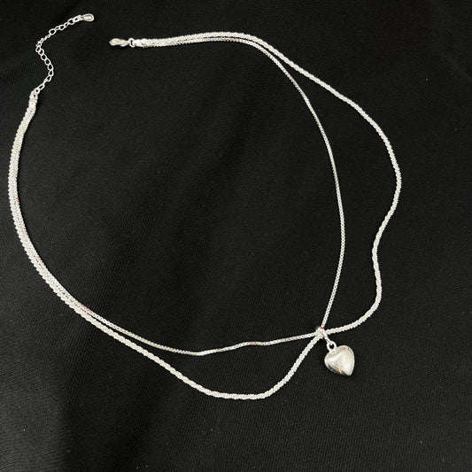 Minimal Double Layer Heart Pendant NeckLace