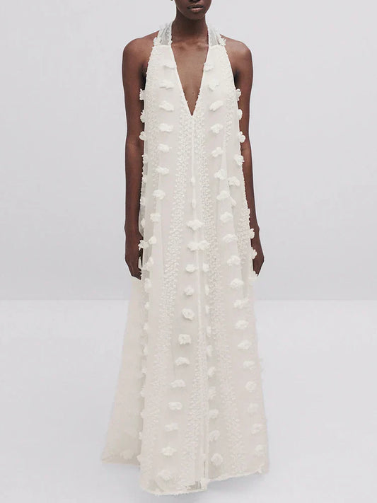 Halter Floral Mesh Patchwork Boho Dress