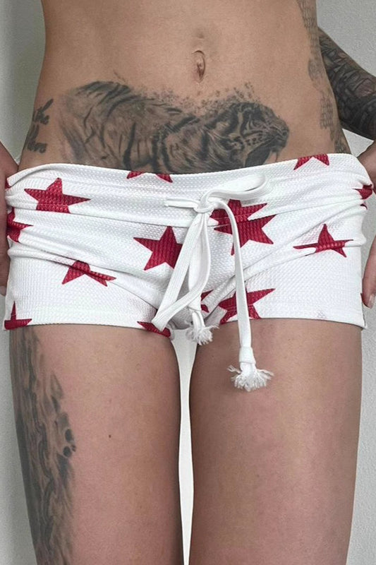 Star Print Drawstring Shorts
