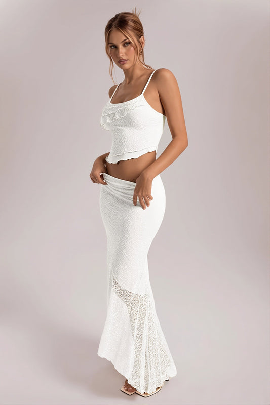 Baroque Lace Mermaid A Line Maxi Two Piece Set