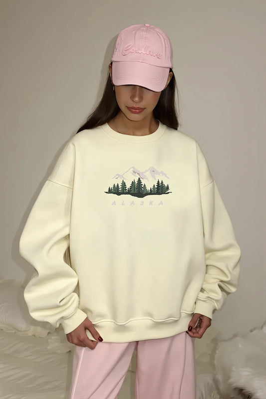 Landscape Print Oversize Sweatshirt