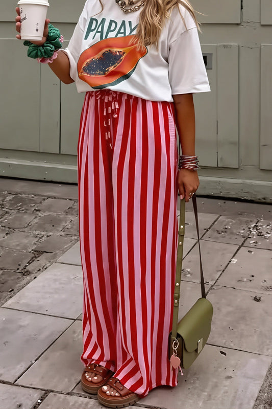 Colorblock Striped Straight Leg Pants