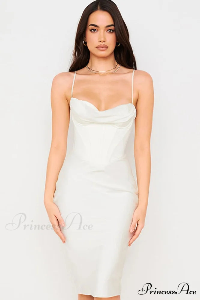 Absolute Elegance Satin Charming Corset Midi Dress