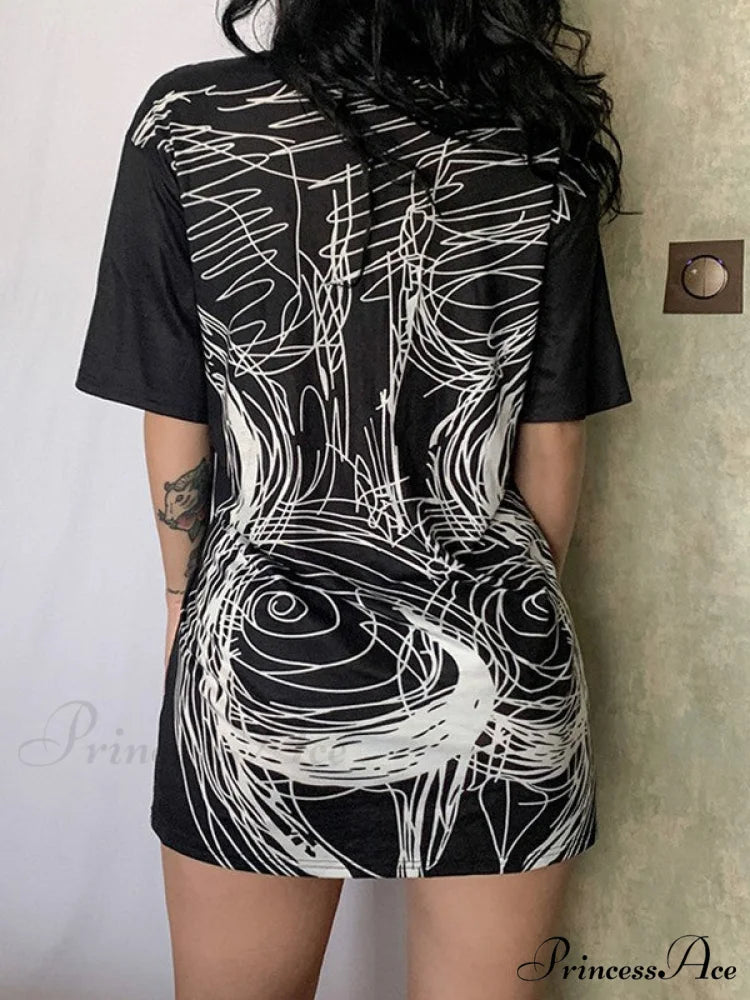 Abstract Face Print Trendy Long Sleeve Blouse