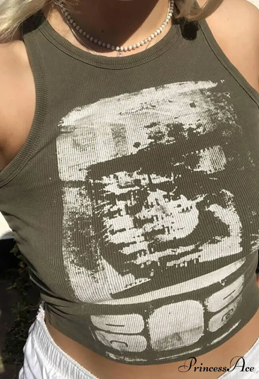 Abstract Print Graceful Maxi Dress Gray / S