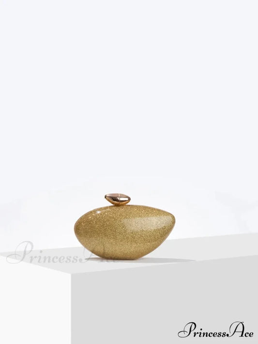 Acrylic Oval Shaped Designer Evening Celebration Handbag Mother-of-Pearl Clutch Gold clutchbag-250126