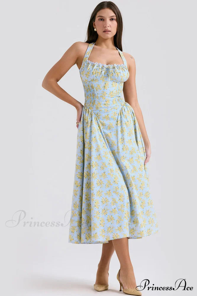 Adabella Cotton Stylish Halter Midi Sundress