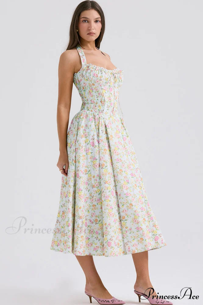 Adabella Cotton Stylish Halter Midi Sundress