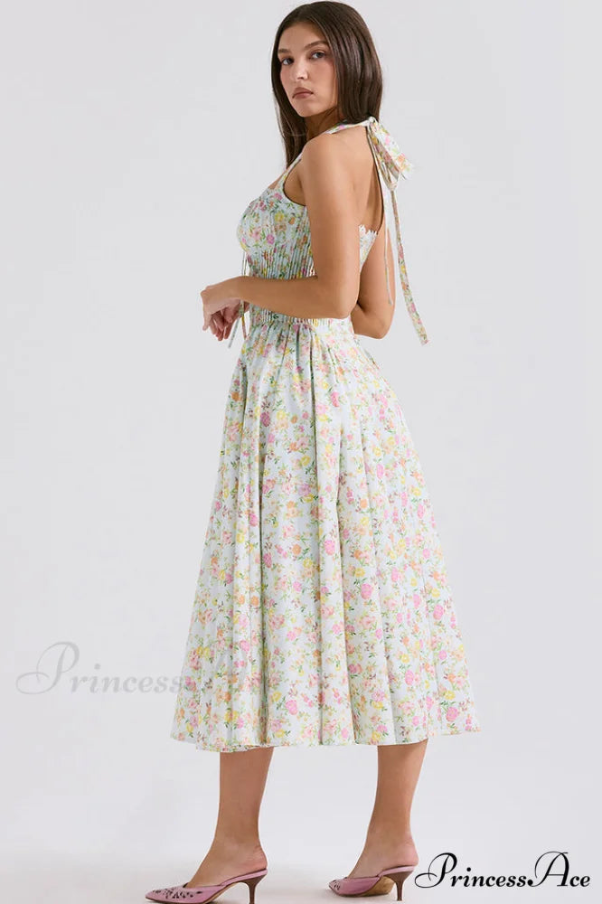Adabella Cotton Stylish Halter Midi Sundress