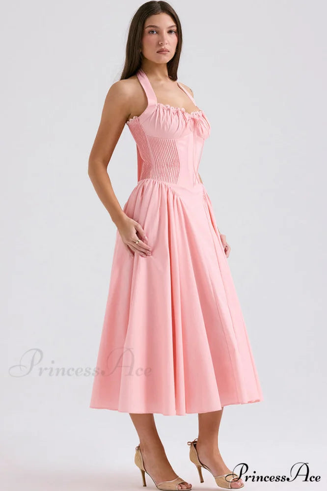 Adabella Cotton Stylish Halter Midi Sundress