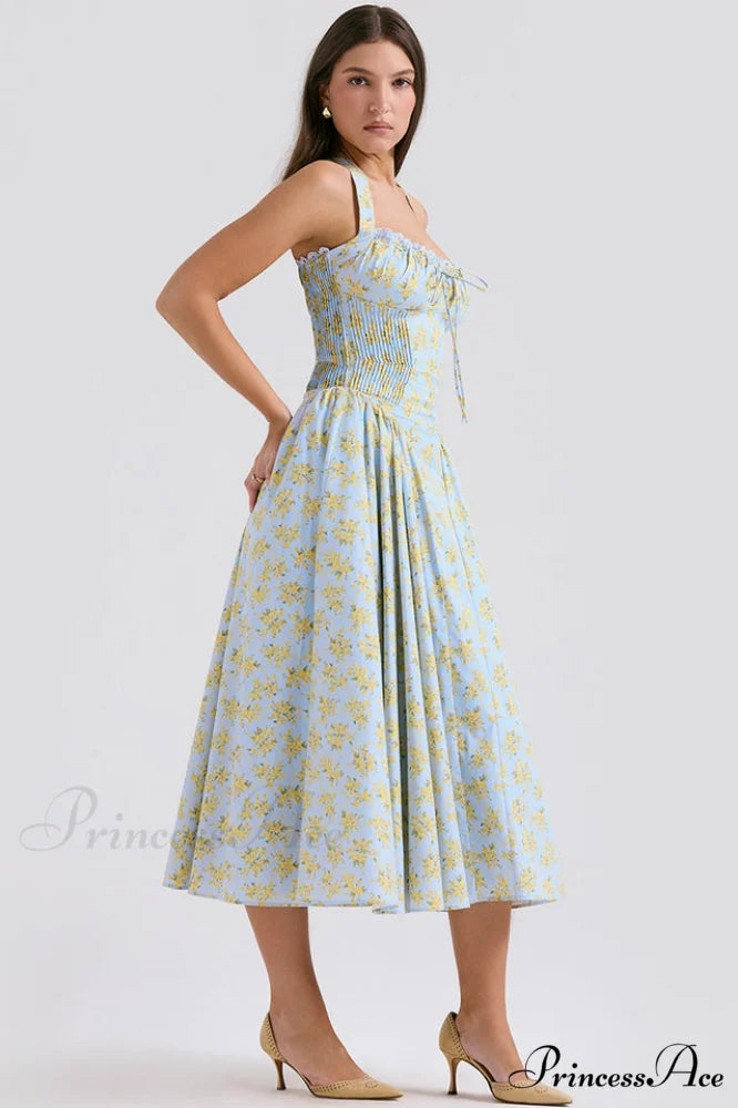 Adabella Cotton Stylish Halter Midi Sundress